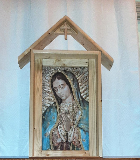 Saint Shrine with close up image of our Lady of Guadalupe